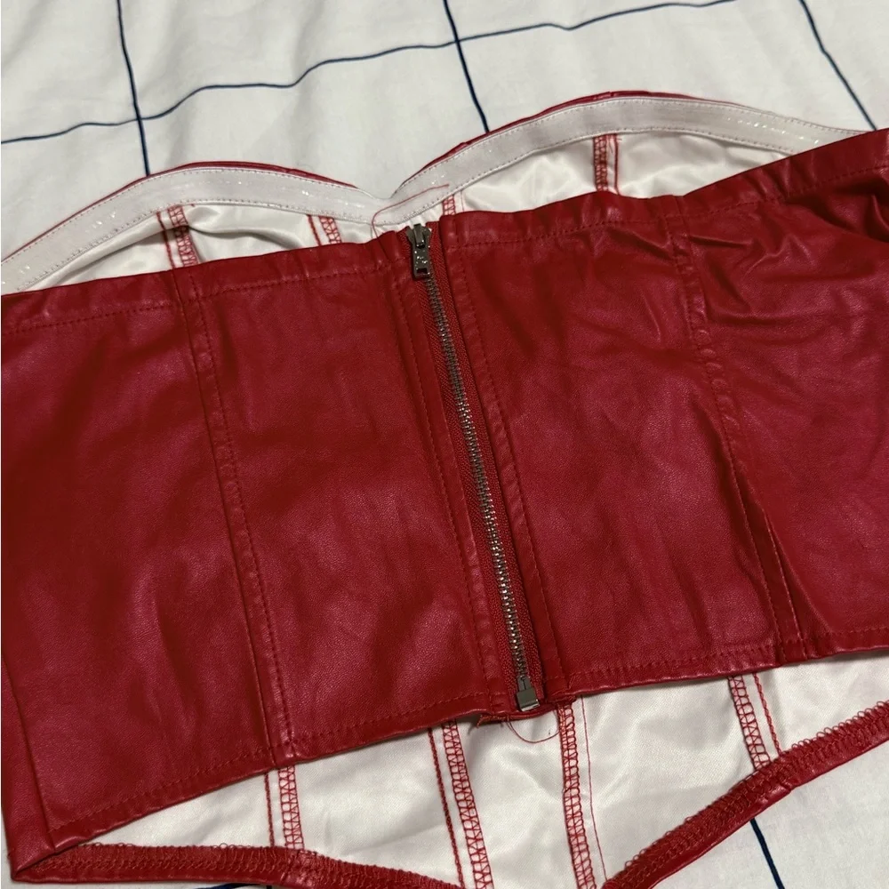 Red Strapless Top - Picture 5 of 5